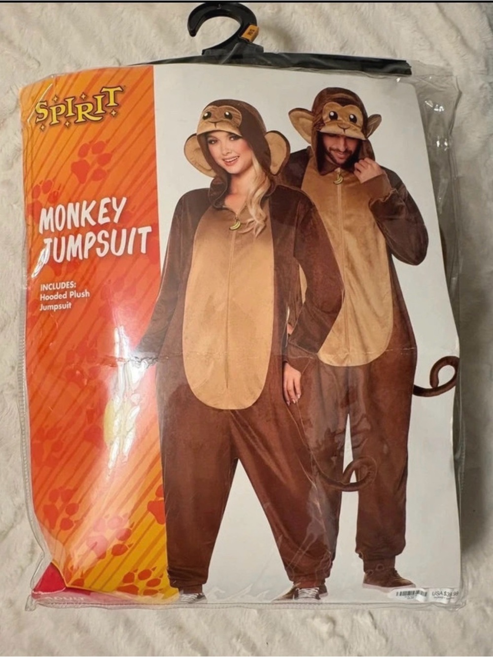 Spirit Brown Plush Monkey Jumpsuit Costume
